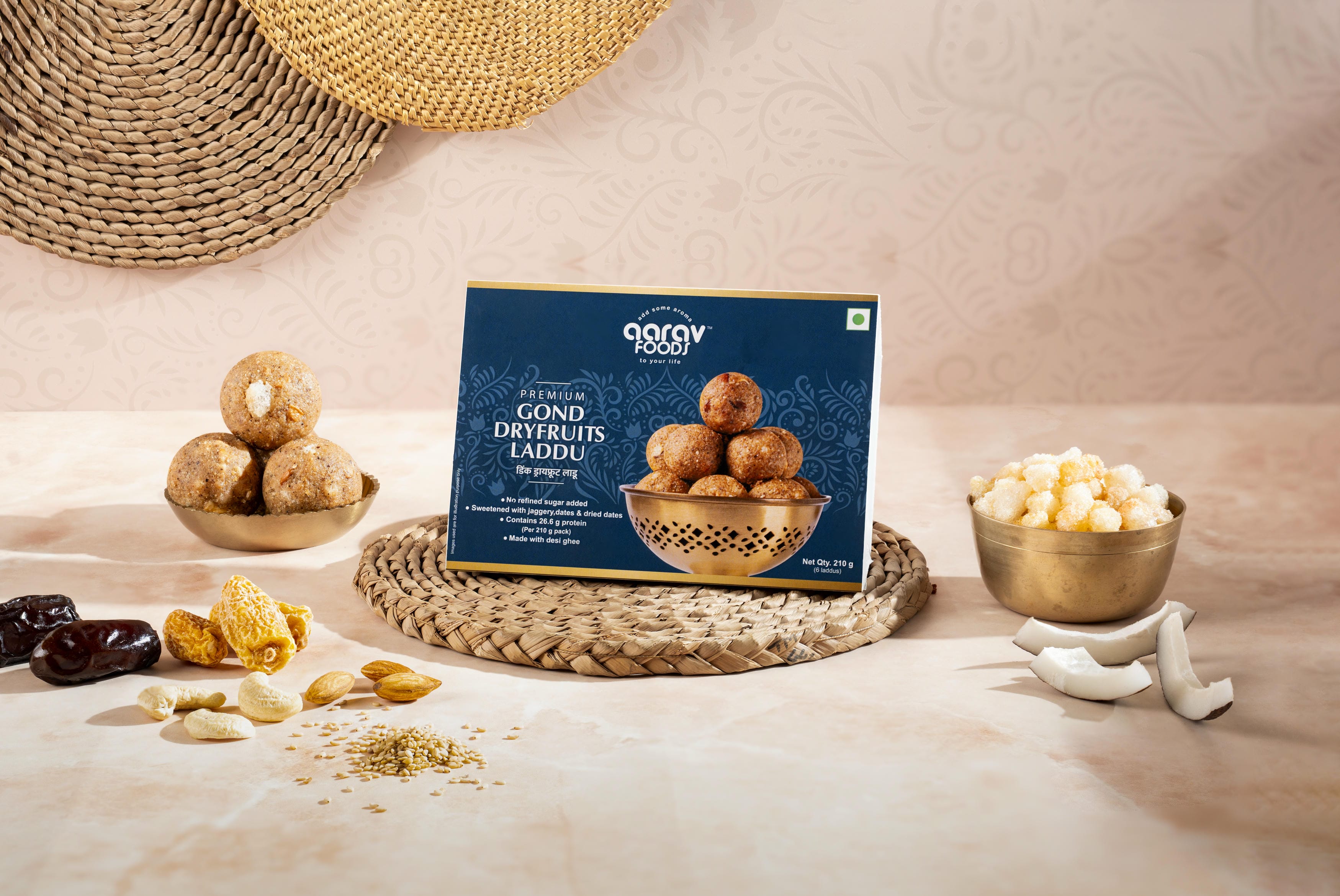 Premium Methi, Dink (Gond) and Dryfruits Laddu | Made with Desi Ghee, Jaggery and Dry Dates | Traditional Indian Sweet