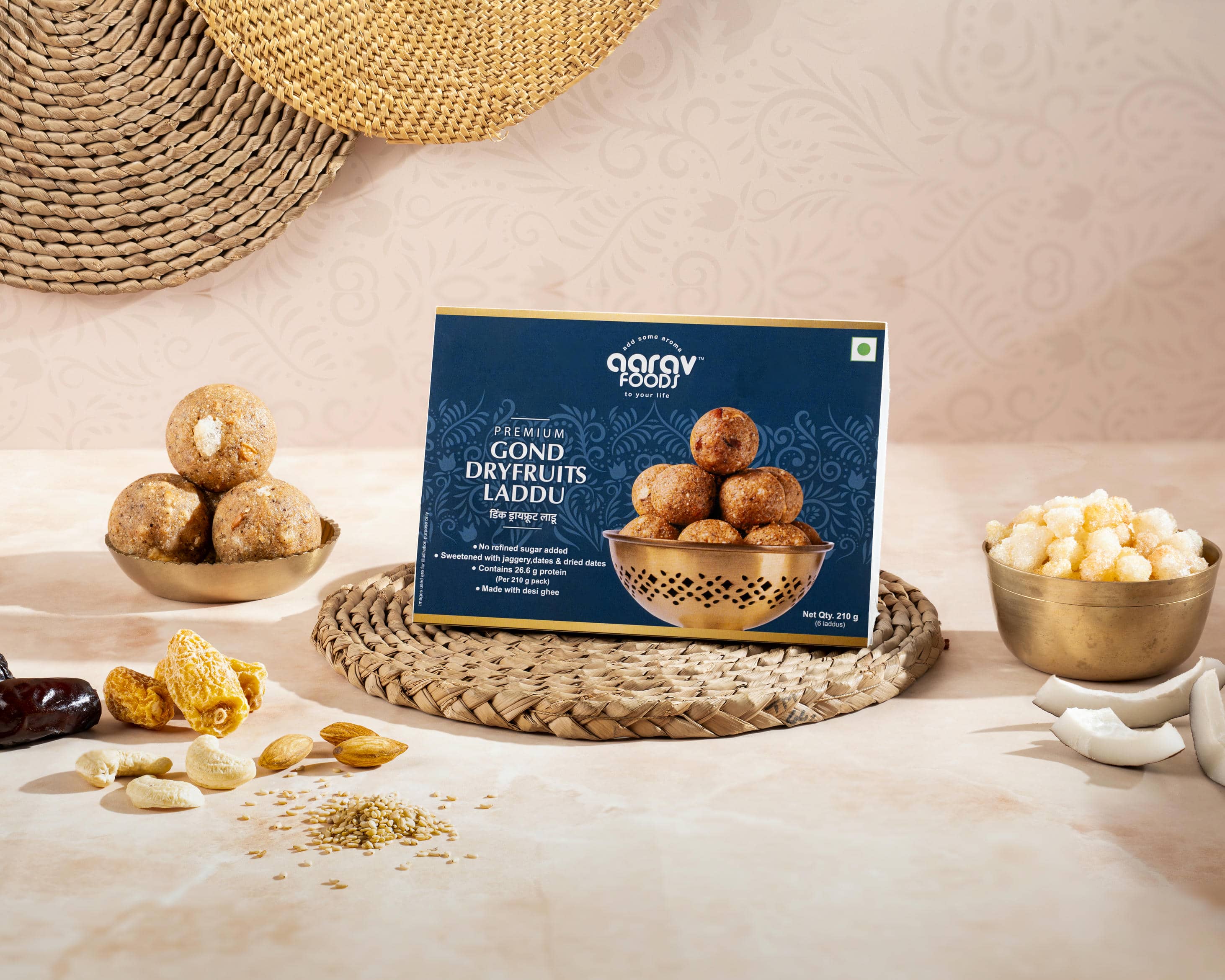 Premium Dink (Gond) & Dryfruits Laddu |Made in Desi Ghee with Jaggery & Dry Dates|