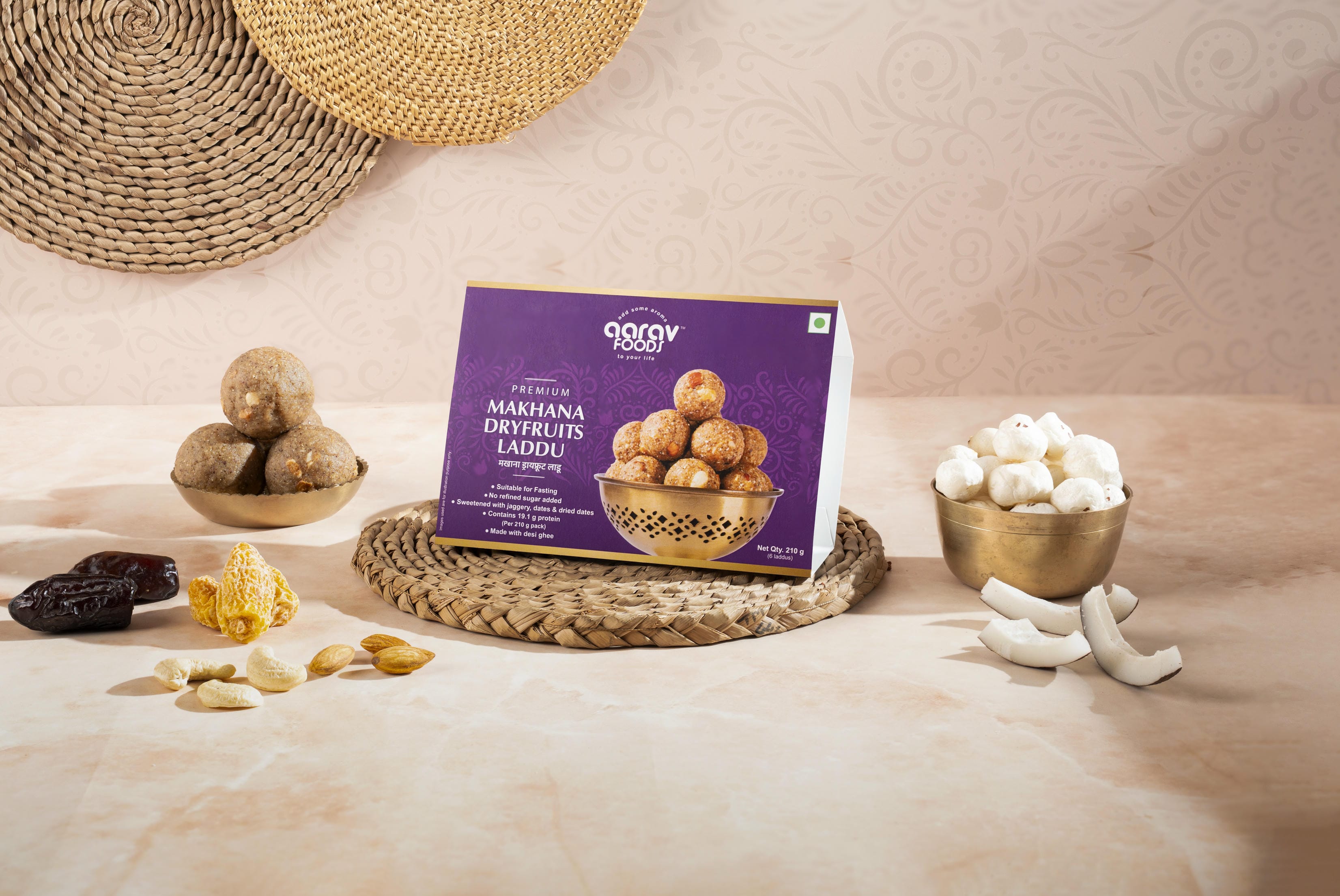 Makhana Dryfruits Laddu | Made with Desi Ghee, Dates, Dry Dates and Jaggery | Traditional Indian Sweet