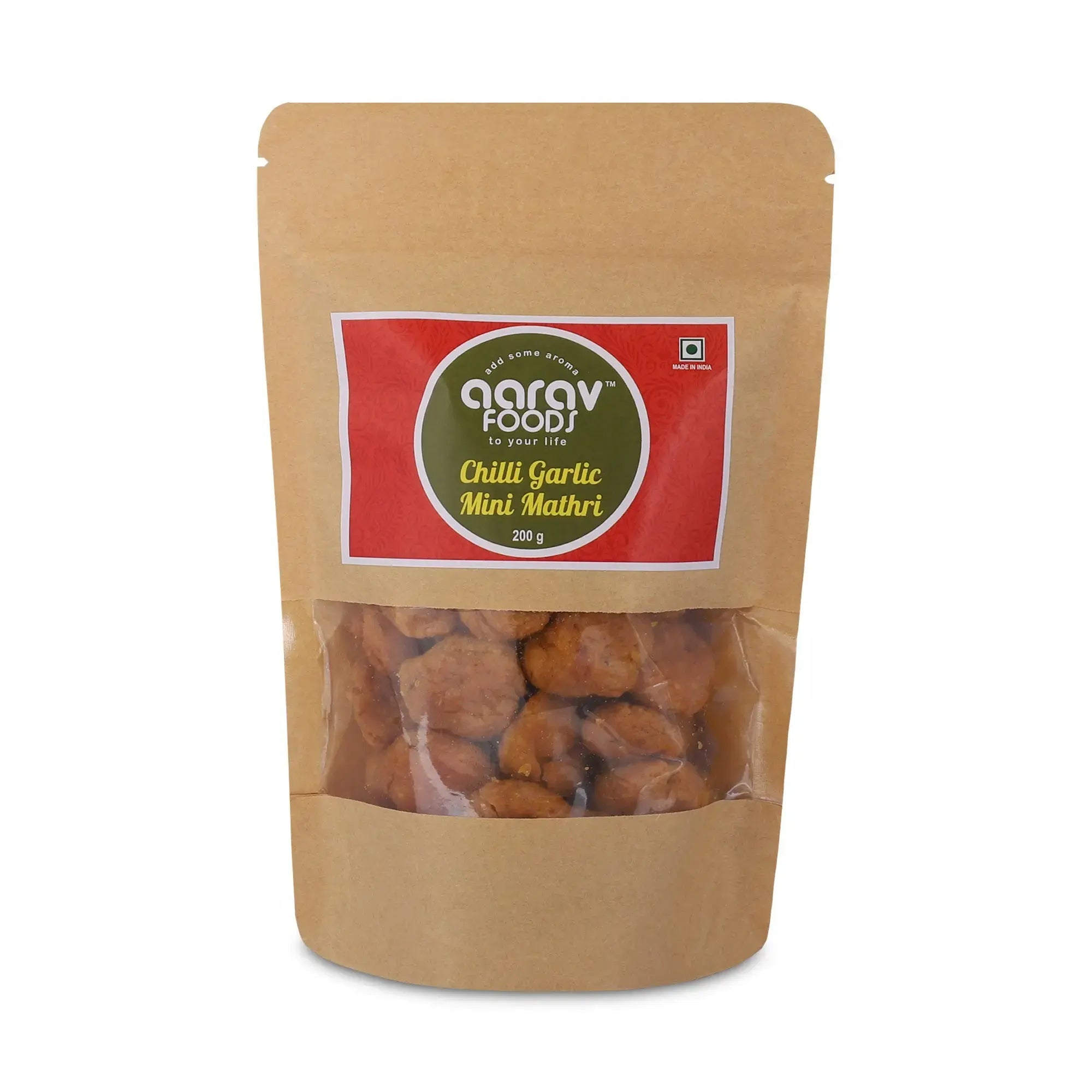 Chilli Garlic Mini Mathri | Savory & Flaky Indian Crackers with Garlic and Chilli Flavor | Ready-to-Eat Snack
