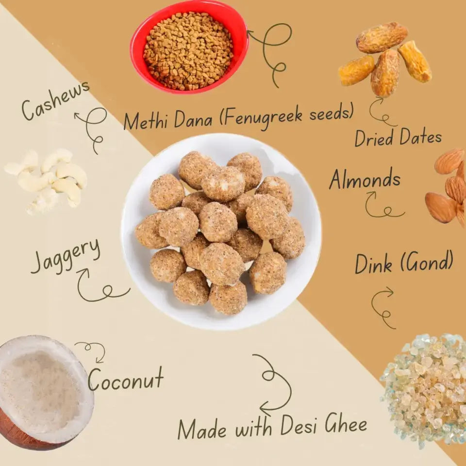 Premium Methi, Dink (Gond) and Dryfruits Laddu | Made with Desi Ghee, Jaggery and Dry Dates | Traditional Indian Sweet