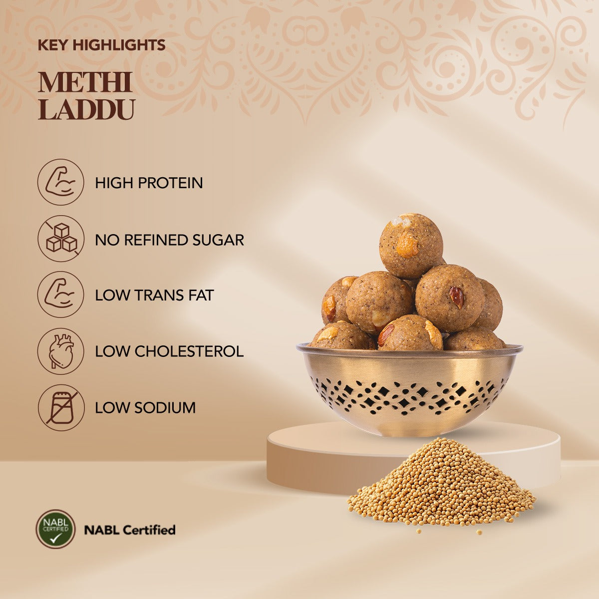 Premium Methi, Dink (Gond) and Dryfruits Laddu