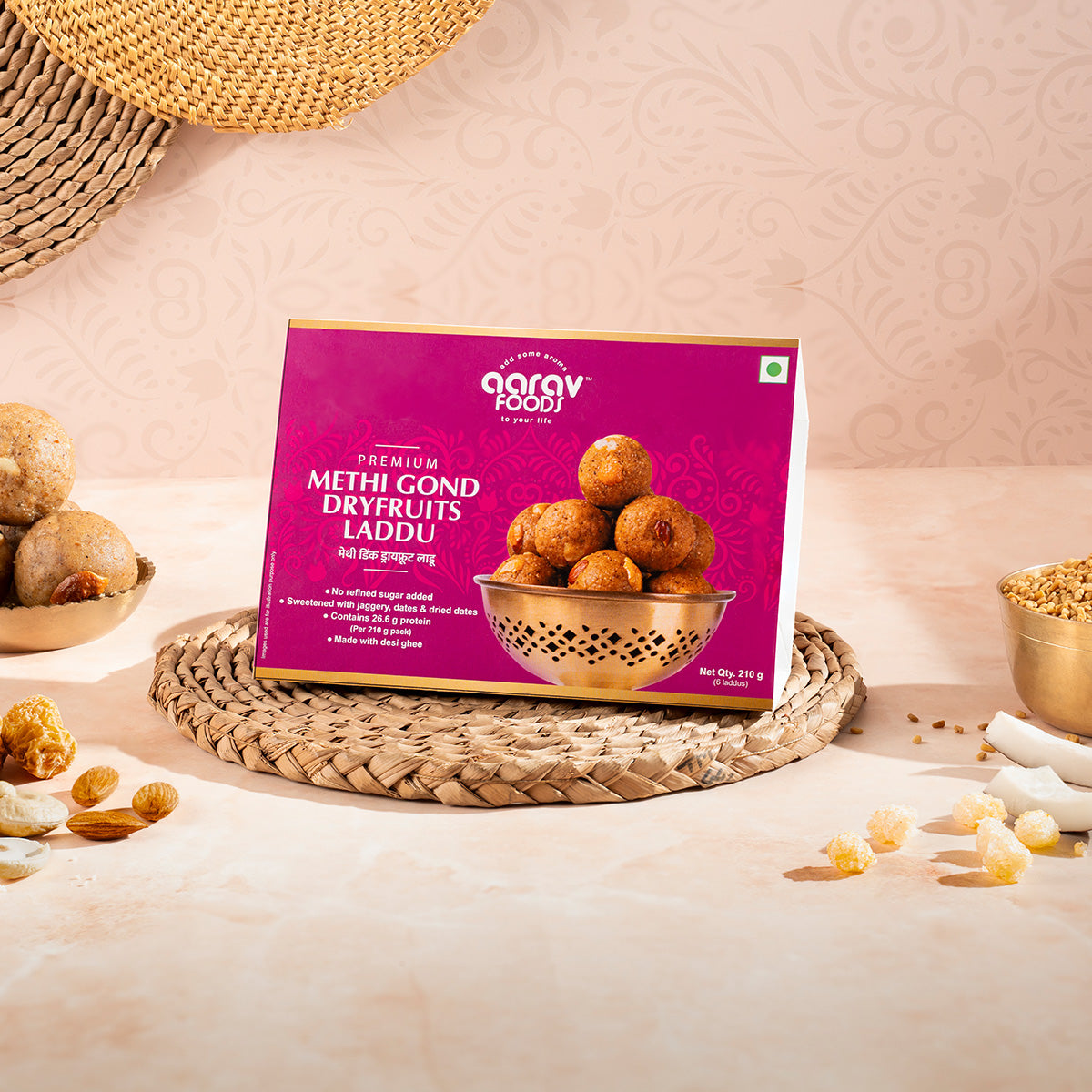 Premium Methi, Dink (Gond) and Dryfruits Laddu