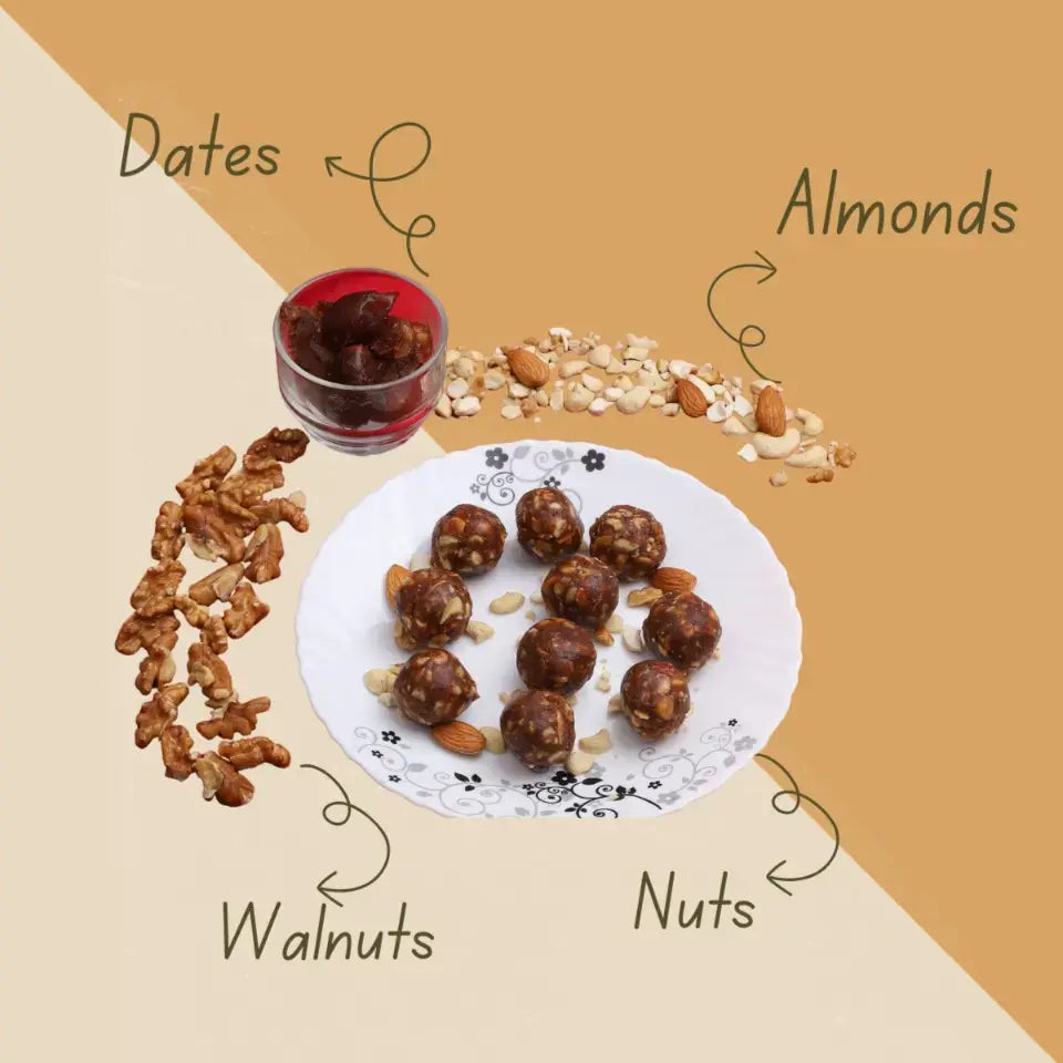 Dates and Dryfruits Laddu | Made with Dates, Raisins, Jaggery and Honey | No Refined White Sugar | Traditional Indian Sw