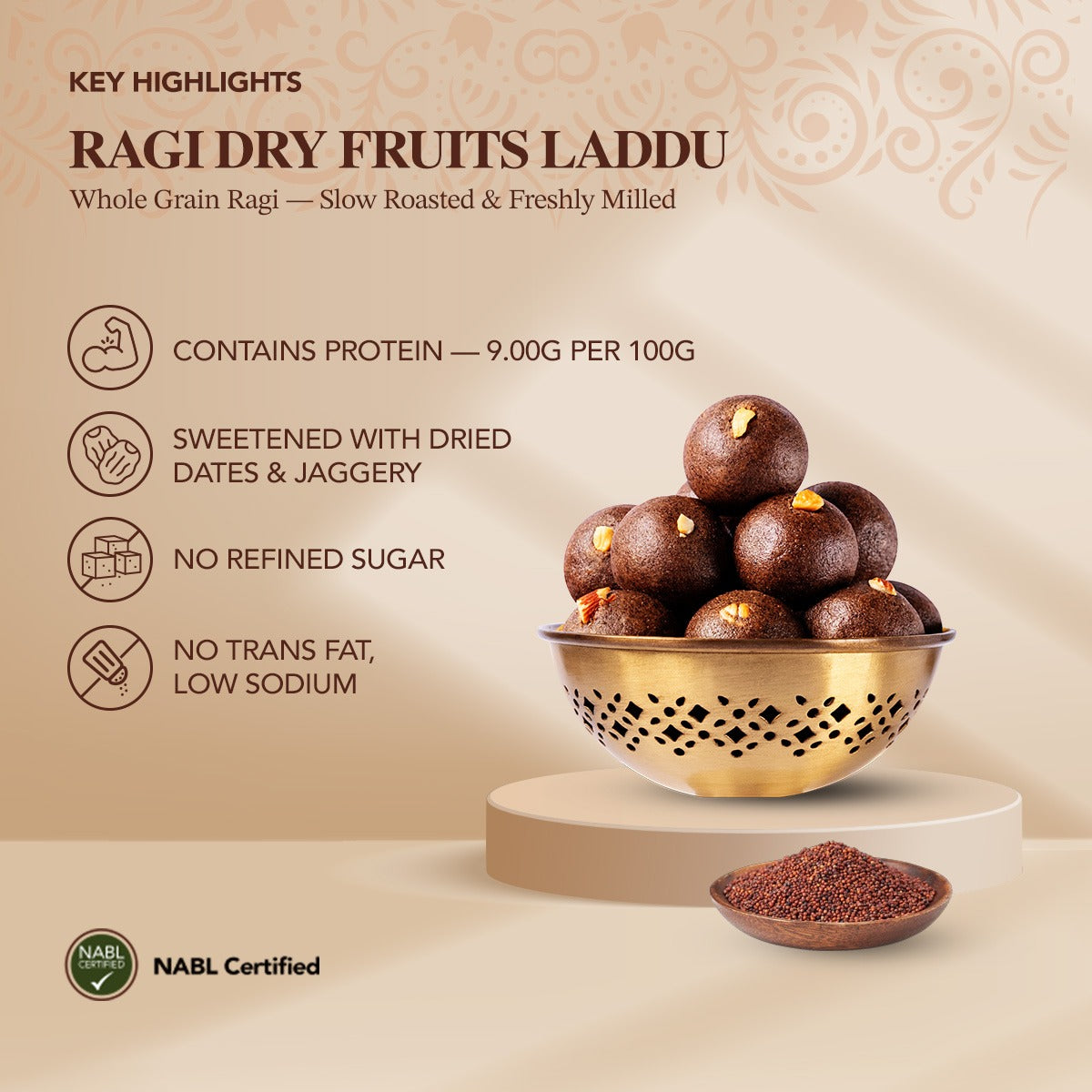 Premium Ragi (Nachni) and Dryfruits Laddu
