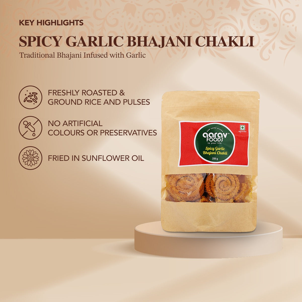Spicy Garlic Bhajani Chakli