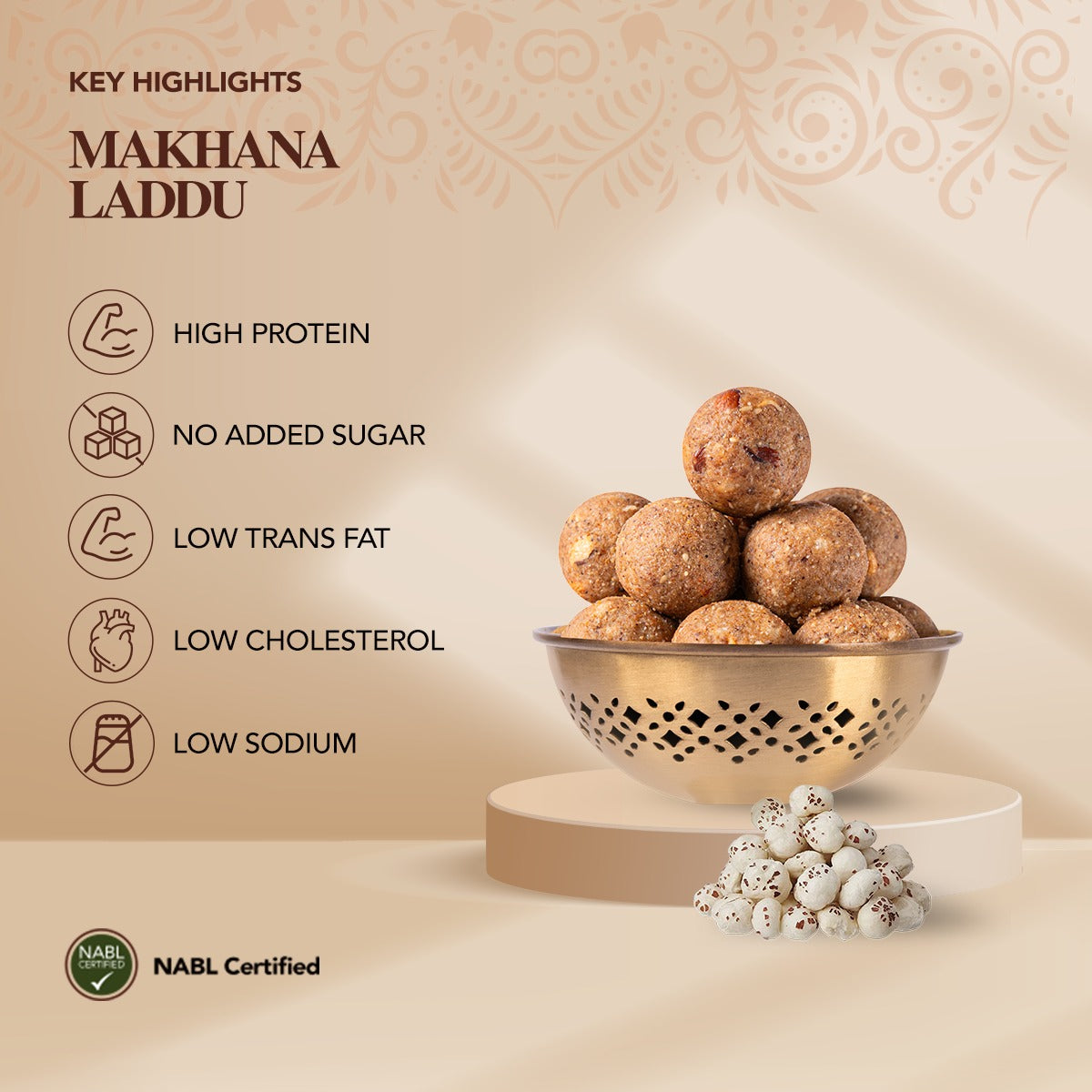 Makhana Dryfruits Laddu | Made with Desi Ghee, Dates, Dry Dates and Jaggery | Traditional Indian Sweet