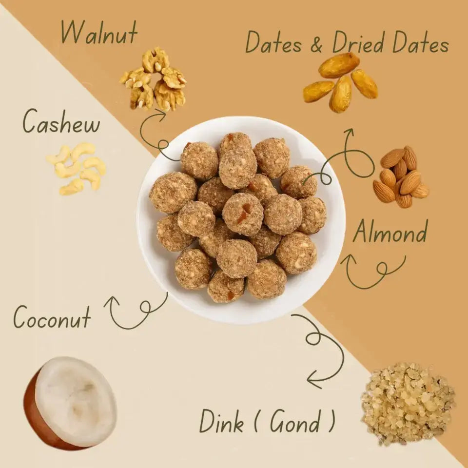 Premium Dink (Gond) & Dryfruits Laddu |Made in Desi Ghee with Jaggery & Dry Dates|