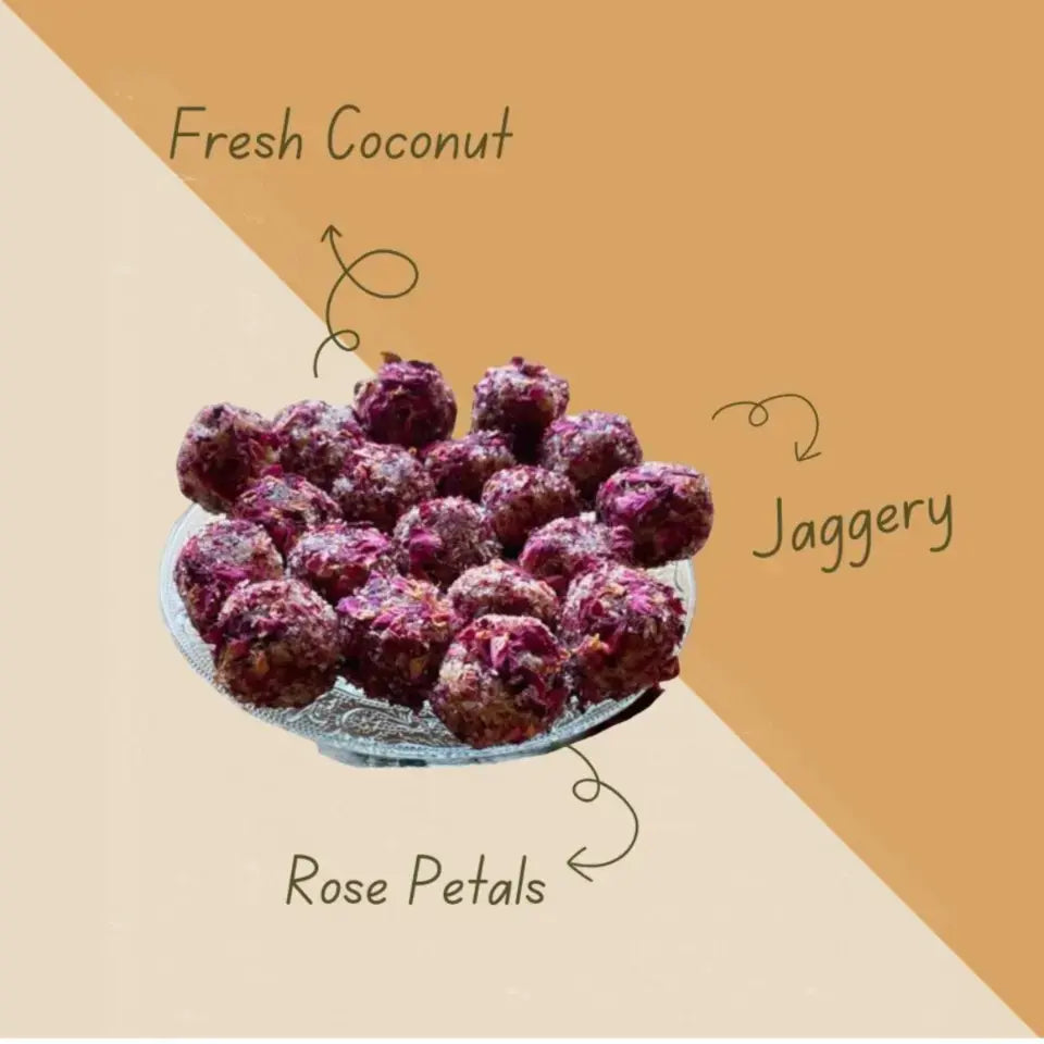 Nariyal Gud Rose Laddu | Coconut and Jaggery Sweet with Rose Flavor | Traditional Indian Sweet